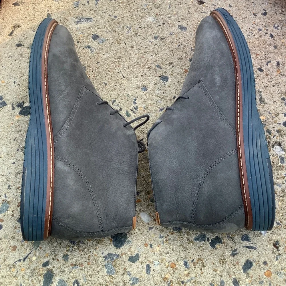 Johnston & Murphy Mens Gray Nubuck Leather Chukka Boots Trufoam 20-7919 11M